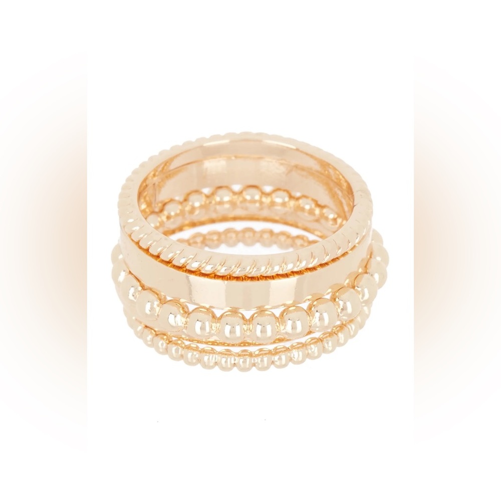 HALOGEN Mixed Texture Metal Ring Stack